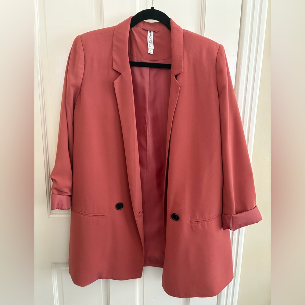 Mural Salmón Pink Oversized Blazer Sz M